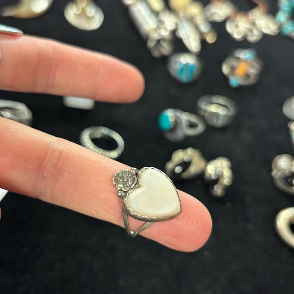 Vintage Sterling silver and pearl heart ring